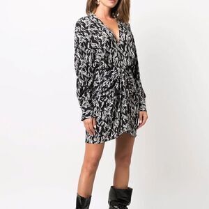 IRO Yhaz Mini Dress Long Sleeve in Black and White